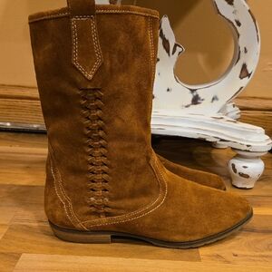 Sporto Chestnut Brown Suede Western Boots Size 10